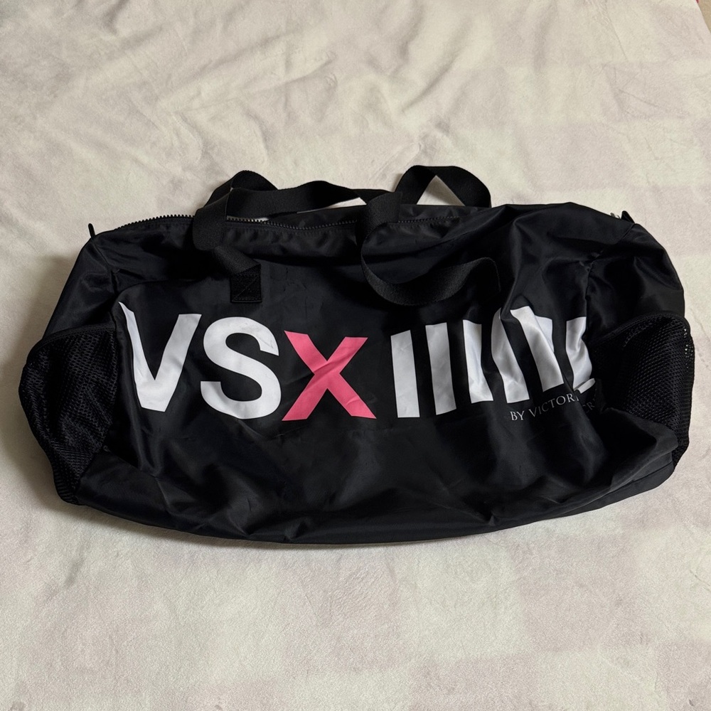 Victoria's Secret Black Duffel Bag with Pink Logo